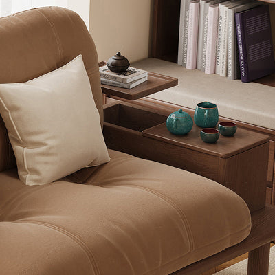 Contemporary Nordic Rectangular Velvet Solid Wood Sofa Backrest Armrest For Living Room