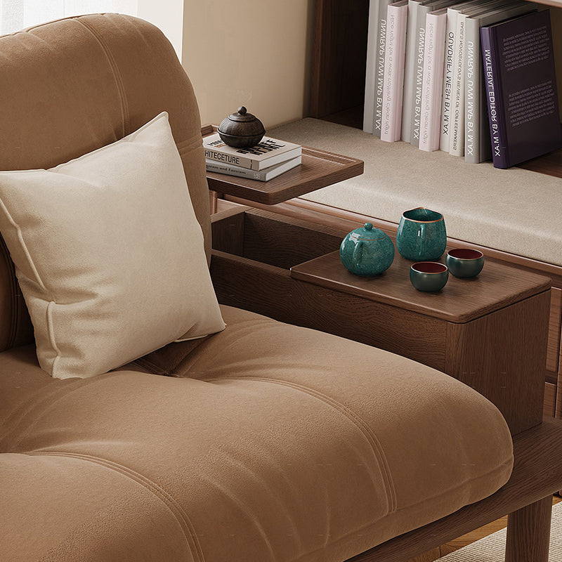 Contemporary Nordic Rectangular Velvet Solid Wood Sofa Backrest Armrest For Living Room