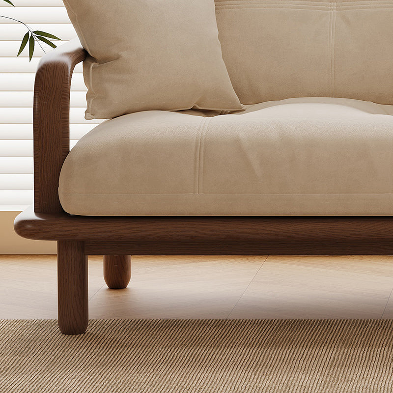 Contemporary Nordic Rectangular Velvet Solid Wood Sofa Backrest Armrest For Living Room