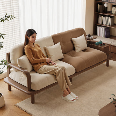 Contemporary Nordic Rectangular Velvet Solid Wood Sofa Backrest Armrest For Living Room