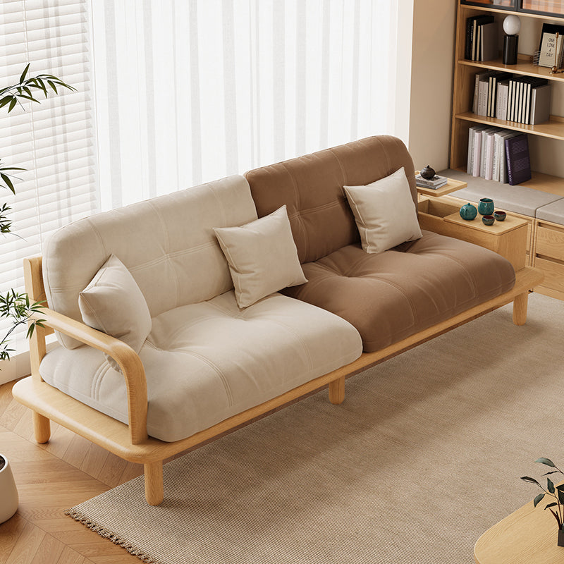 Contemporary Nordic Rectangular Velvet Solid Wood Sofa Backrest Armrest For Living Room