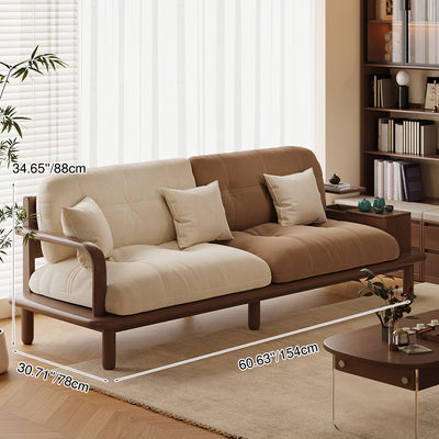 Contemporary Nordic Rectangular Velvet Solid Wood Sofa Backrest Armrest For Living Room