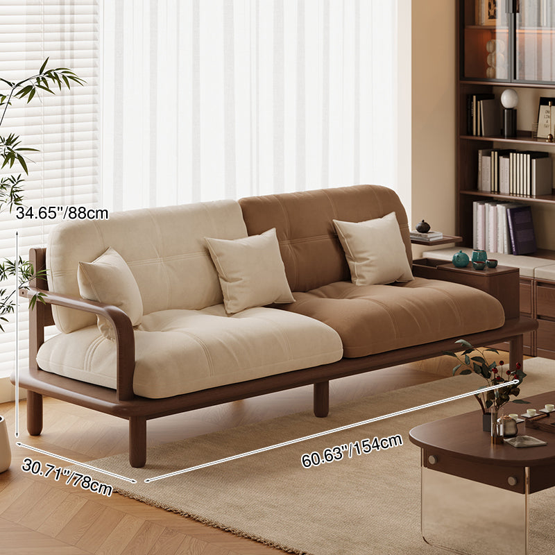 Contemporary Nordic Rectangular Velvet Solid Wood Sofa Backrest Armrest For Living Room