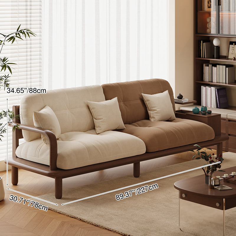 Contemporary Nordic Rectangular Velvet Solid Wood Sofa Backrest Armrest For Living Room