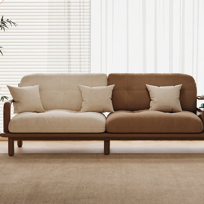 Contemporary Nordic Rectangular Velvet Solid Wood Sofa Backrest Armrest For Living Room