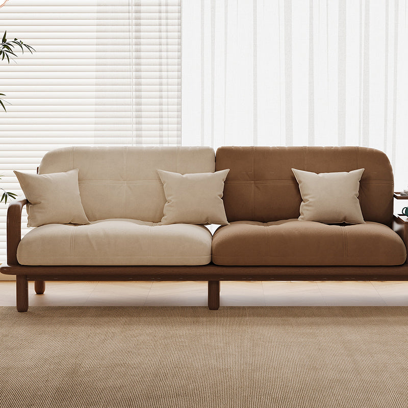 Contemporary Nordic Rectangular Velvet Solid Wood Sofa Backrest Armrest For Living Room