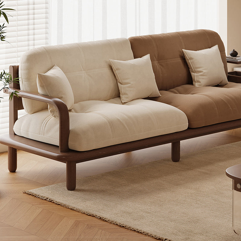 Contemporary Nordic Rectangular Velvet Solid Wood Sofa Backrest Armrest For Living Room