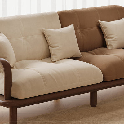 Contemporary Nordic Rectangular Velvet Solid Wood Sofa Backrest Armrest For Living Room