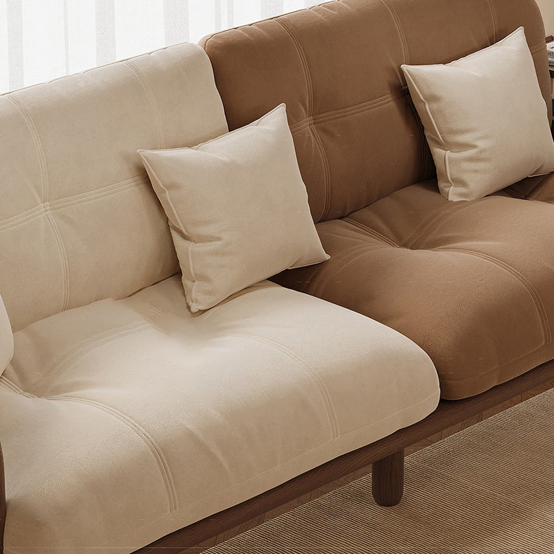 Contemporary Nordic Rectangular Velvet Solid Wood Sofa Backrest Armrest For Living Room