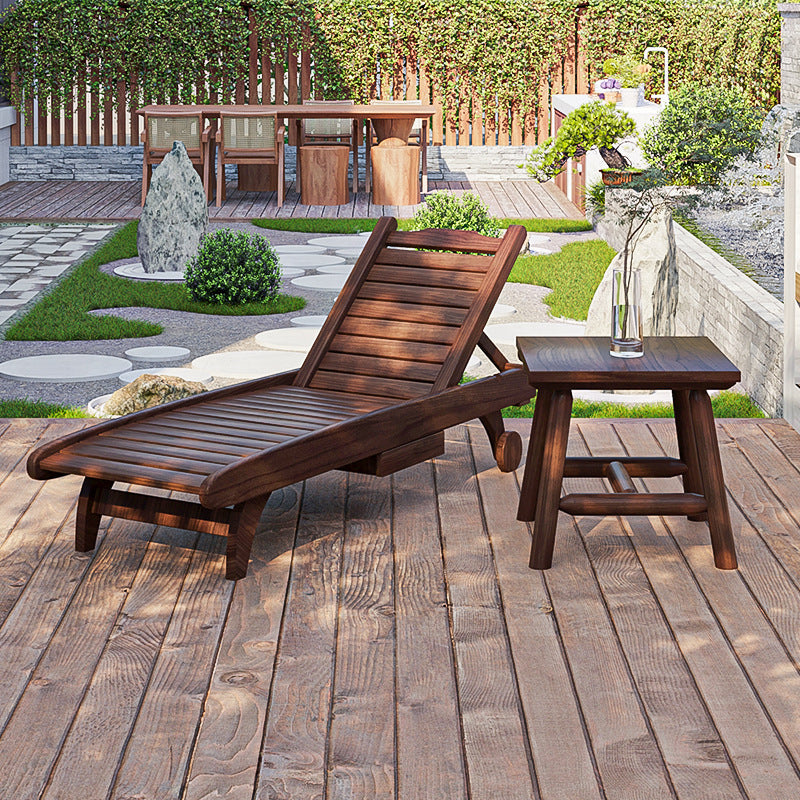 Traditional Rustic Cedar Rectangular Outdoor Coffee Table Recliner Adjustable Backrest For Outdoor