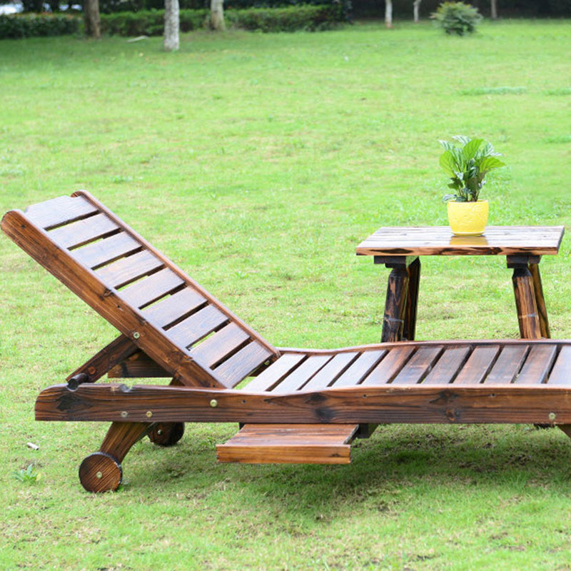 Traditional Rustic Cedar Rectangular Outdoor Coffee Table Recliner Adjustable Backrest For Outdoor