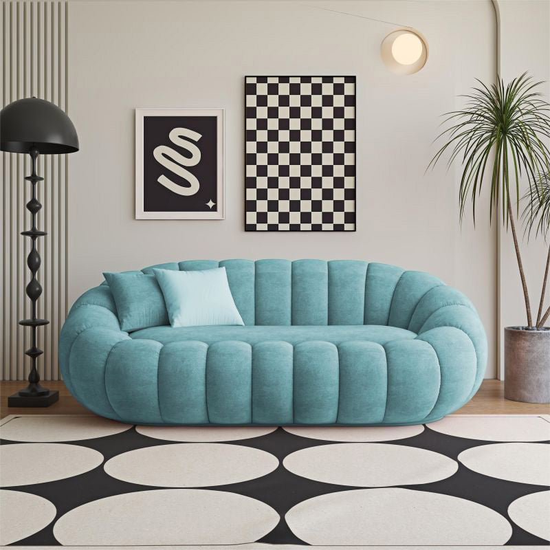 Modern Minimalist Curved Lambswool Tech Velvet Solid Wood Sofa Backrest Armrest For Living Room