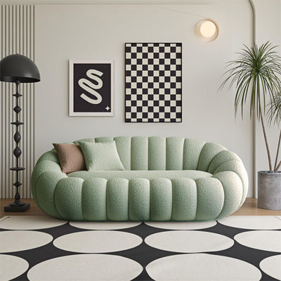 Modern Minimalist Curved Lambswool Tech Velvet Solid Wood Sofa Backrest Armrest For Living Room