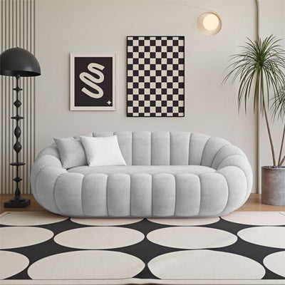 Modern Minimalist Curved Lambswool Tech Velvet Solid Wood Sofa Backrest Armrest For Living Room