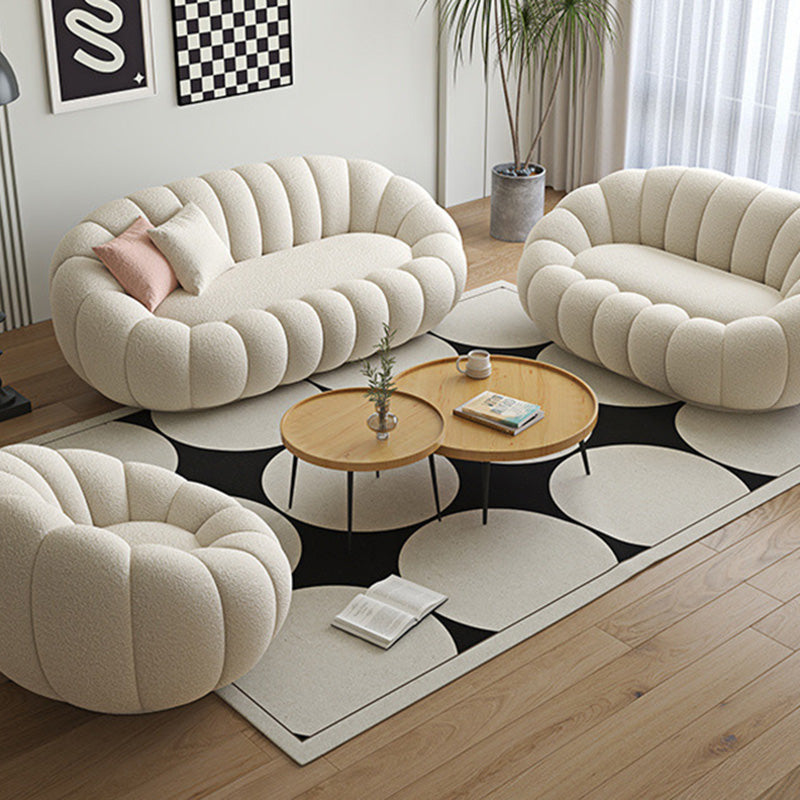 Modern Minimalist Curved Lambswool Tech Velvet Solid Wood Sofa Backrest Armrest For Living Room