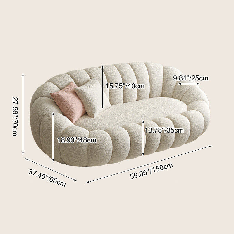 Modern Minimalist Curved Sherpa Fabric Tech Velvet Pine Wood Plywood Sofa Backrest Armrest For Living Room