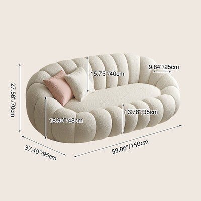 Modern Minimalist Curved Lambswool Tech Velvet Solid Wood Sofa Backrest Armrest For Living Room