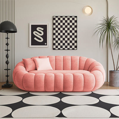 Modern Minimalist Curved Lambswool Tech Velvet Solid Wood Sofa Backrest Armrest For Living Room