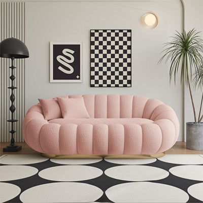 Modern Minimalist Curved Lambswool Tech Velvet Solid Wood Sofa Backrest Armrest For Living Room