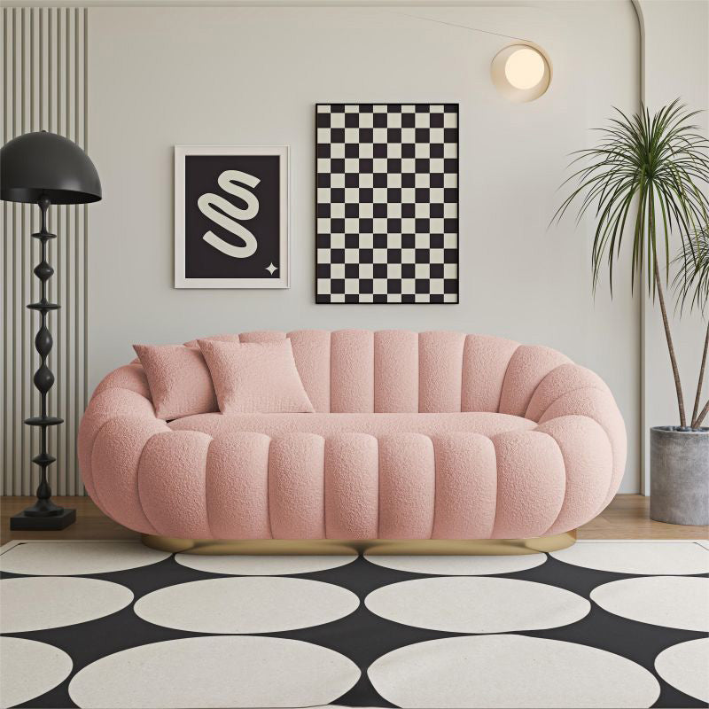 Modern Minimalist Curved Lambswool Tech Velvet Solid Wood Sofa Backrest Armrest For Living Room