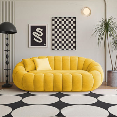 Modern Minimalist Curved Lambswool Tech Velvet Solid Wood Sofa Backrest Armrest For Living Room