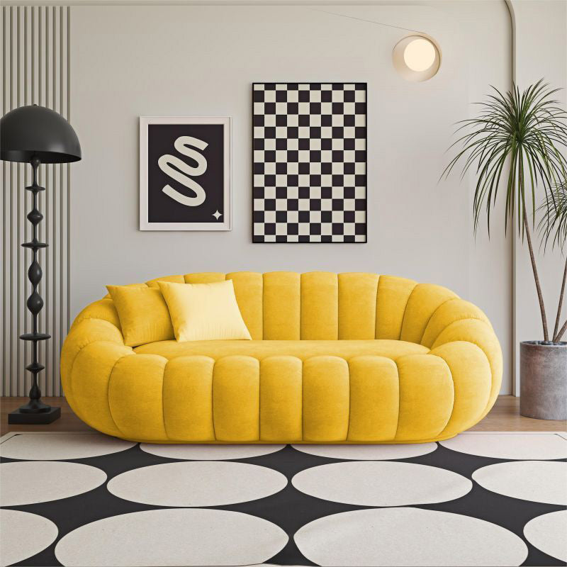 Modern Minimalist Curved Lambswool Tech Velvet Solid Wood Sofa Backrest Armrest For Living Room