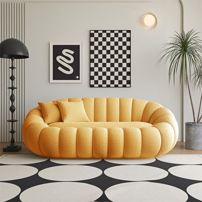 Modern Minimalist Curved Lambswool Tech Velvet Solid Wood Sofa Backrest Armrest For Living Room