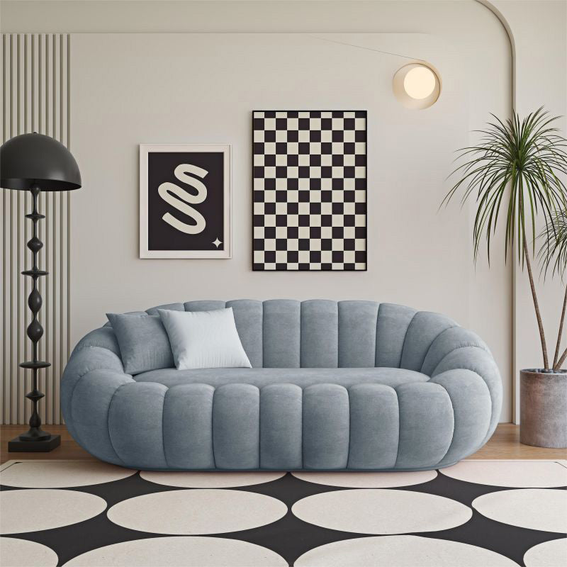 Modern Minimalist Curved Lambswool Tech Velvet Solid Wood Sofa Backrest Armrest For Living Room