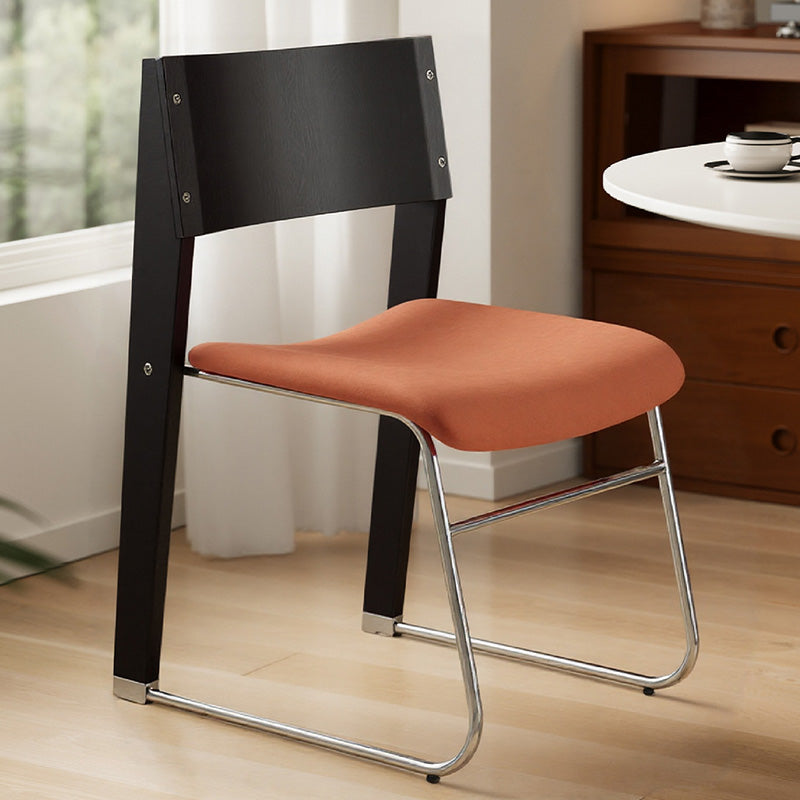 Modern Art Deco Rectangular Iron Solid Wood Boucle Fabric Velvet Dining Chair Backrest Armless For Dining Room &amp; Kitchen