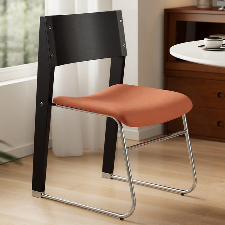 Modern Art Deco Rectangular Iron Solid Wood Boucle Fabric Velvet Dining Chair Backrest Armless For Dining Room &amp; Kitchen