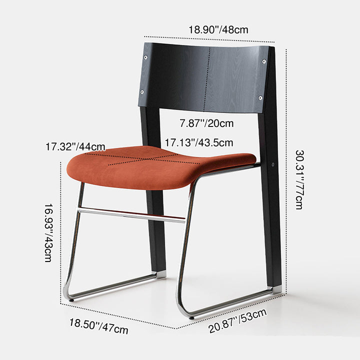 Modern Art Deco Rectangular Iron Solid Wood Boucle Fabric Velvet Dining Chair Backrest Armless For Dining Room &amp; Kitchen