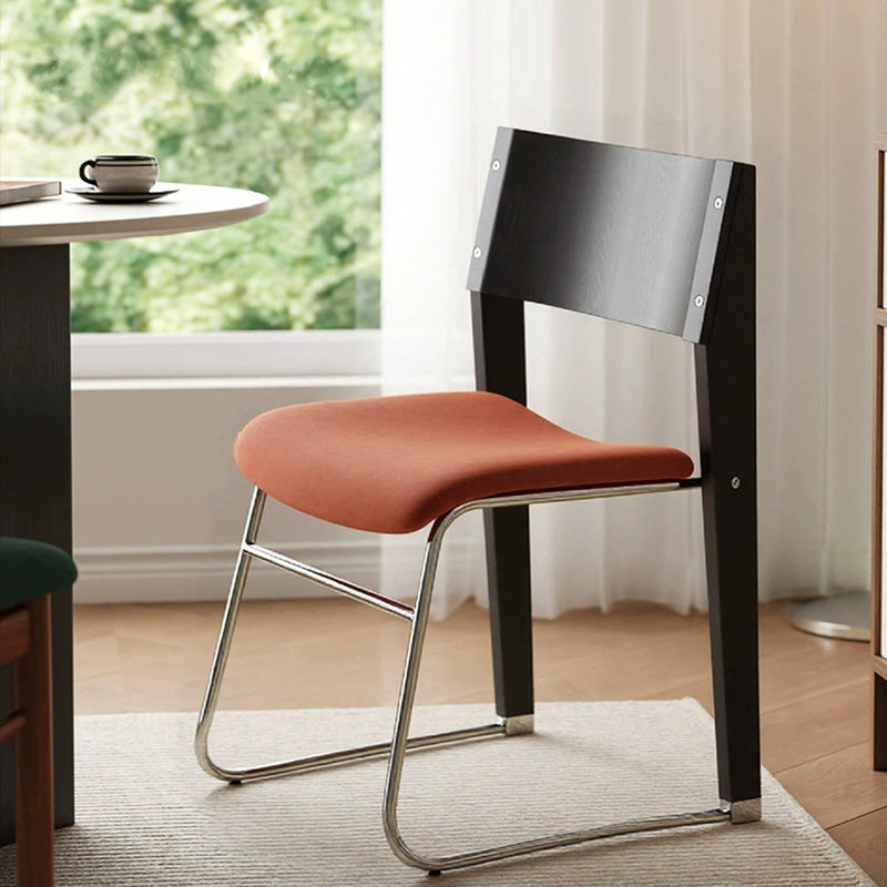 Modern Art Deco Rectangular Iron Solid Wood Boucle Fabric Velvet Dining Chair Backrest Armless For Dining Room &amp; Kitchen