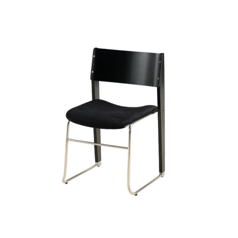 Modern Art Deco Rectangular Iron Solid Wood Boucle Fabric Velvet Dining Chair Backrest Armless For Dining Room &amp; Kitchen