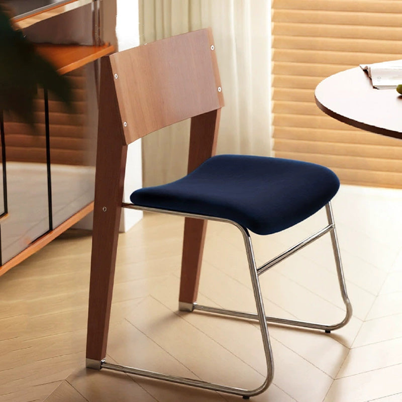Modern Art Deco Rectangular Iron Solid Wood Boucle Fabric Velvet Dining Chair Backrest Armless For Dining Room &amp; Kitchen