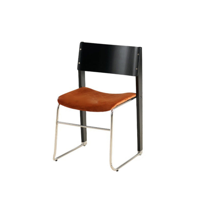 Modern Art Deco Rectangular Iron Solid Wood Boucle Fabric Velvet Dining Chair Backrest Armless For Dining Room &amp; Kitchen