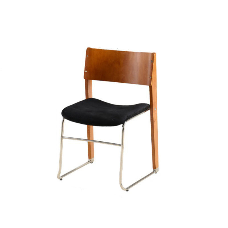 Modern Art Deco Rectangular Iron Solid Wood Boucle Fabric Velvet Dining Chair Backrest Armless For Dining Room &amp; Kitchen