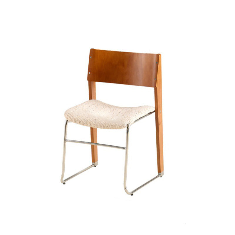 Modern Art Deco Rectangular Iron Solid Wood Boucle Fabric Velvet Dining Chair Backrest Armless For Dining Room &amp; Kitchen