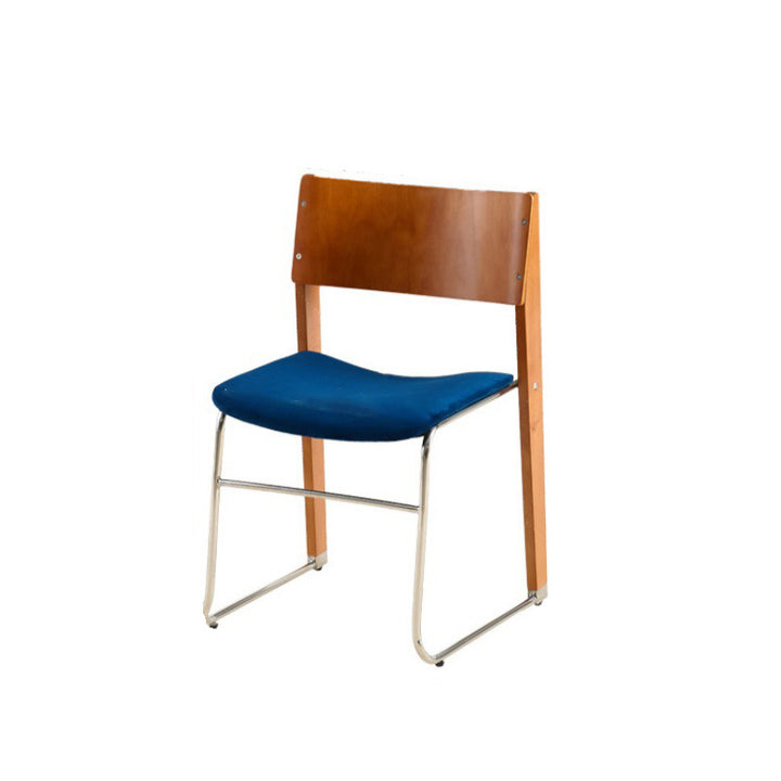 Modern Art Deco Rectangular Iron Solid Wood Boucle Fabric Velvet Dining Chair Backrest Armless For Dining Room &amp; Kitchen