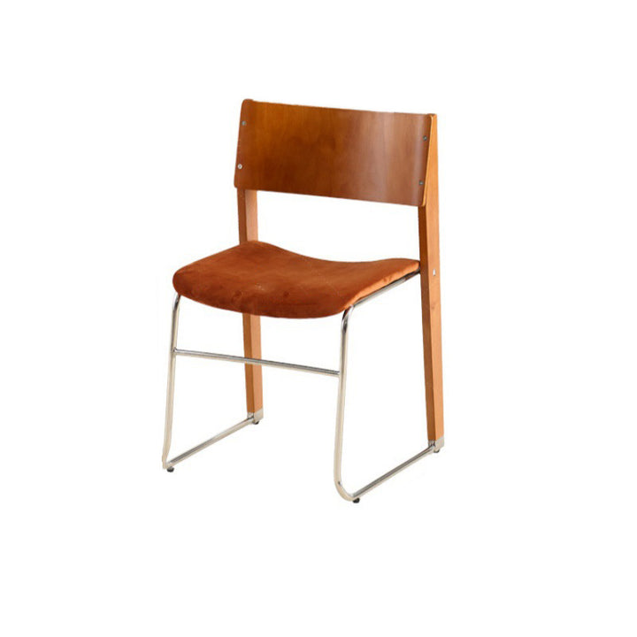 Modern Art Deco Rectangular Iron Solid Wood Boucle Fabric Velvet Dining Chair Backrest Armless For Dining Room &amp; Kitchen