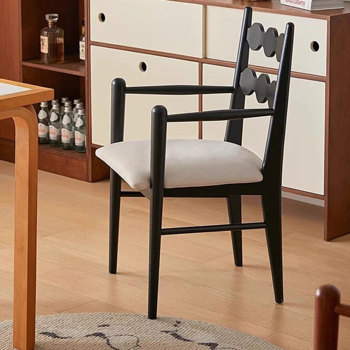 Traditioneller französischer rechteckiger Samt-Speisezimmerstuhl aus Massivholz mit Rückenlehne und Armlehne für Esszimmer &amp; Küche 
