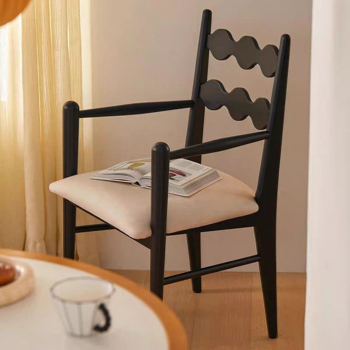 Traditioneller französischer rechteckiger Samt-Speisezimmerstuhl aus Massivholz mit Rückenlehne und Armlehne für Esszimmer &amp; Küche 