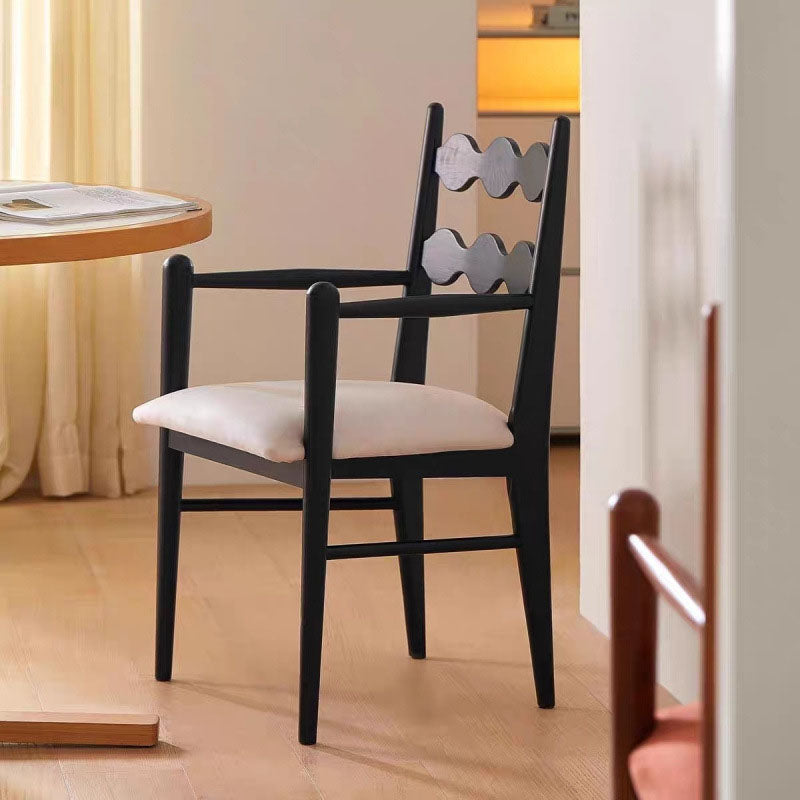 Traditioneller französischer rechteckiger Samt-Speisezimmerstuhl aus Massivholz mit Rückenlehne und Armlehne für Esszimmer &amp; Küche 