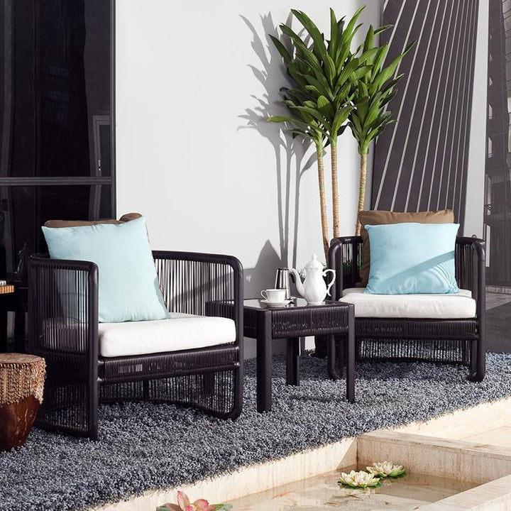 Traditional Chinese Curved PE Rattan Aluminum Alloy Fabric Outdoor Sofa Backrest Armrest For Outdoor