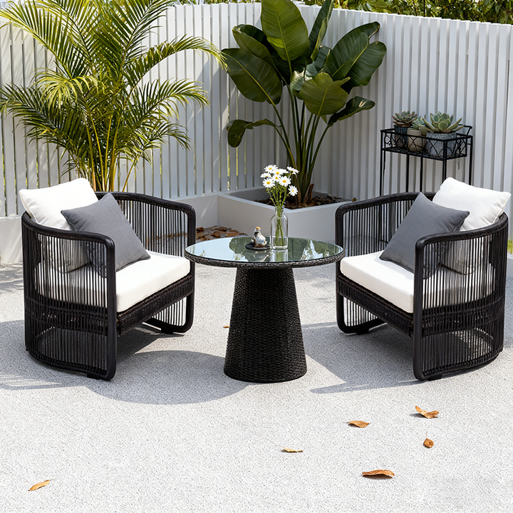 Traditional Chinese Curved PE Rattan Aluminum Alloy Fabric Outdoor Sofa Backrest Armrest For Outdoor