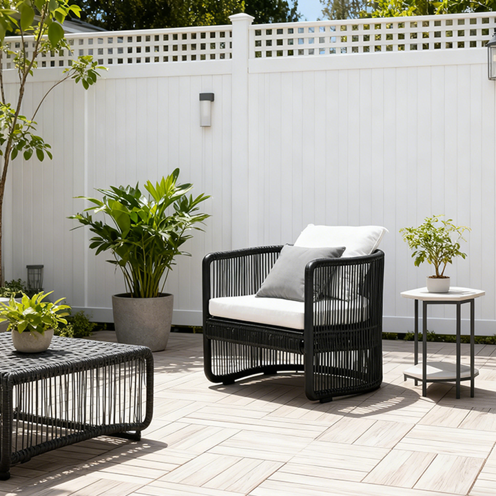 Traditional Chinese Curved PE Rattan Aluminum Alloy Fabric Outdoor Sofa Backrest Armrest For Outdoor