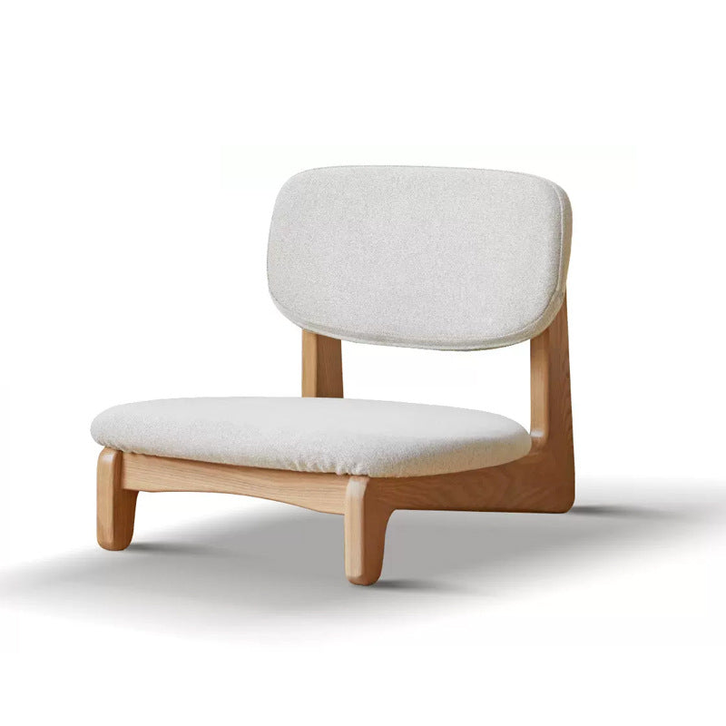 Traditional Japanese Rectangular Solid Wood Cotton-Linen Low Stool Backrest Armless For Living Room