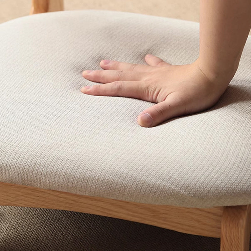 Traditional Japanese Rectangular Solid Wood Cotton-Linen Low Stool Backrest Armless For Living Room