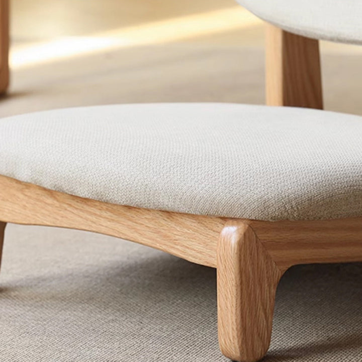 Traditional Japanese Rectangular Solid Wood Cotton-Linen Low Stool Backrest Armless For Living Room