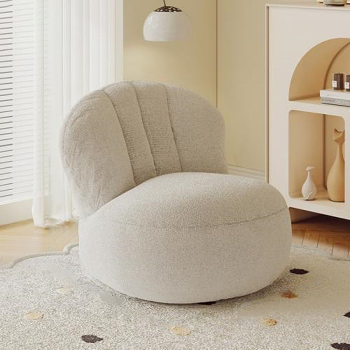 Contemporary Nordic Curved Sherpa Fabric Cotton-Linen EPS Particles Accent Chair Backrest Armless For Living Room