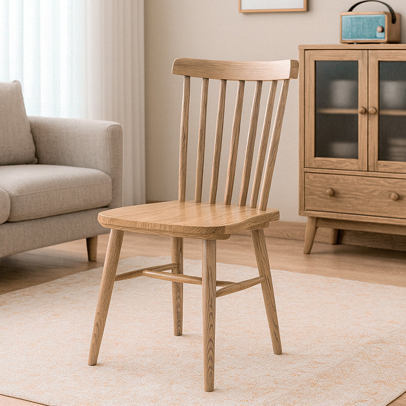 Chaise de salle à manger contemporaine en bois de frêne nord-américain nordique - Chaises à dossier rectangulaire pour salle à manger et cuisine 